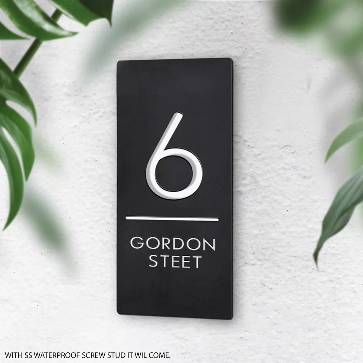 Water Weather Proof Matt Black Acrylic 3D Letters- White Letters, Ideal for Home, Office and Outdoor Entrances  Black and White vertical