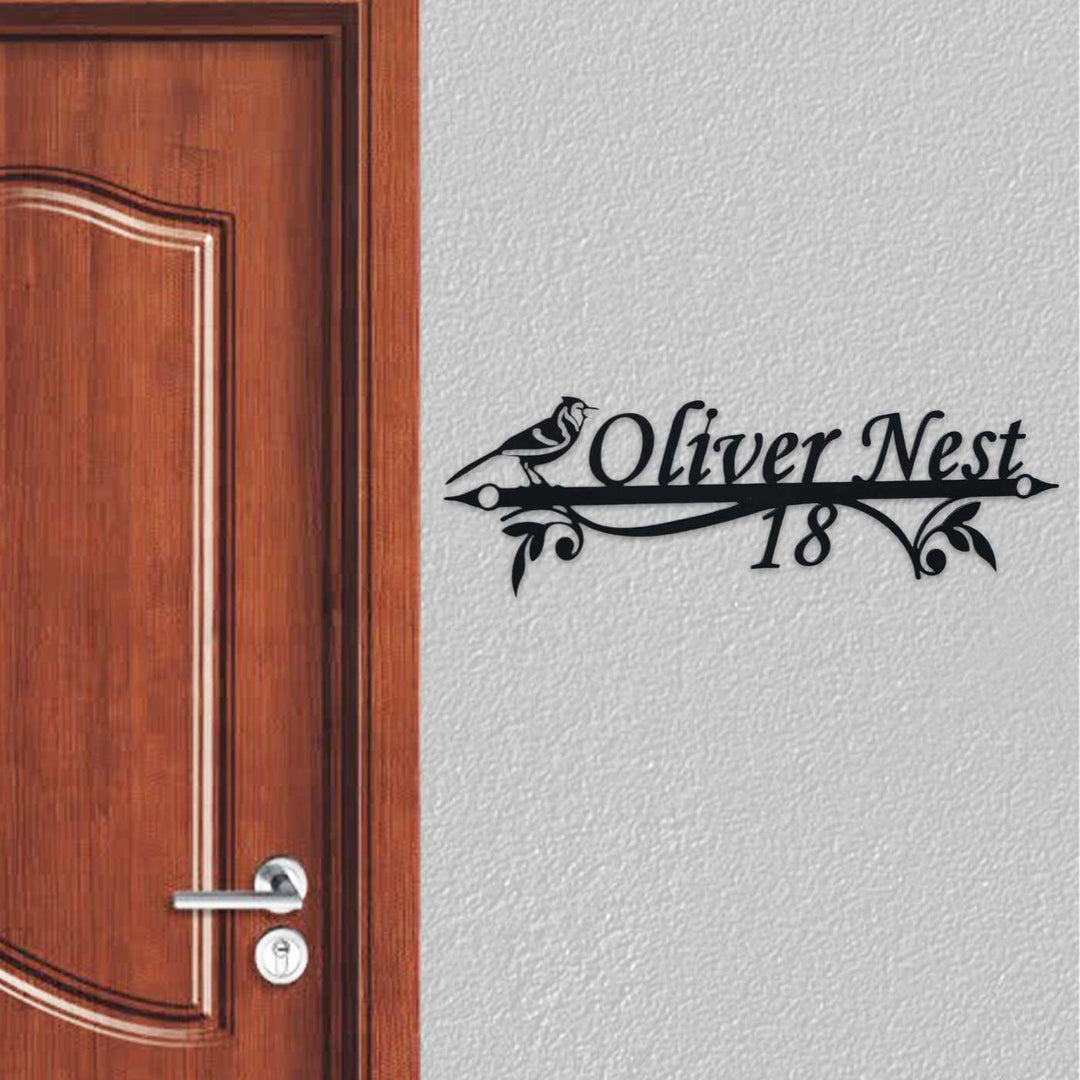 Personalized Ornate Weatherproof Metal Name Plate with House Number