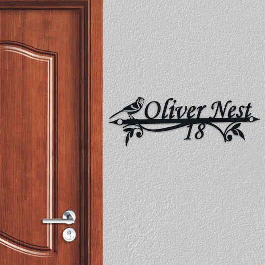 Personalized Ornate Weatherproof Metal Name Plate with House Number