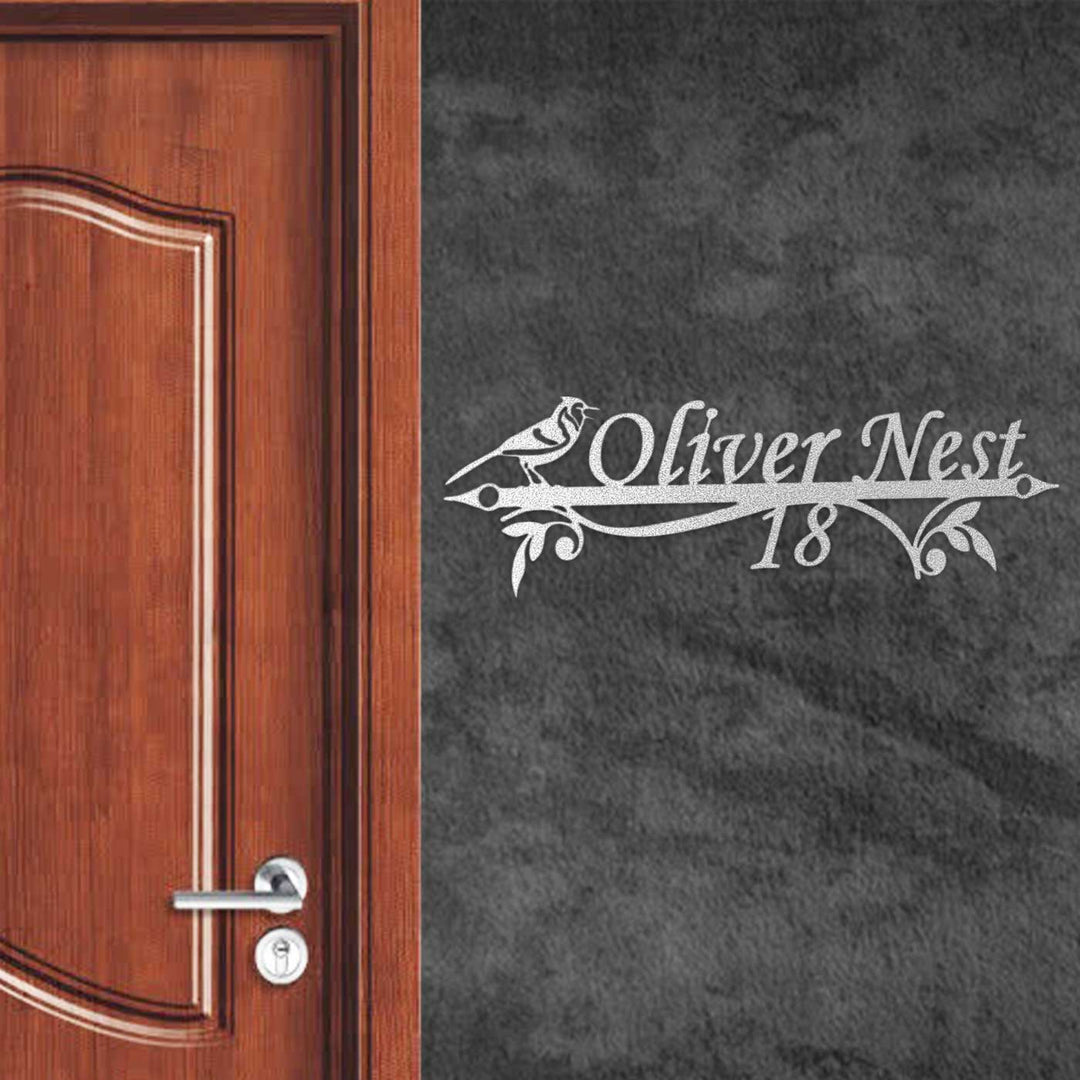 Personalized Ornate Weatherproof Metal Name Plate with House Number