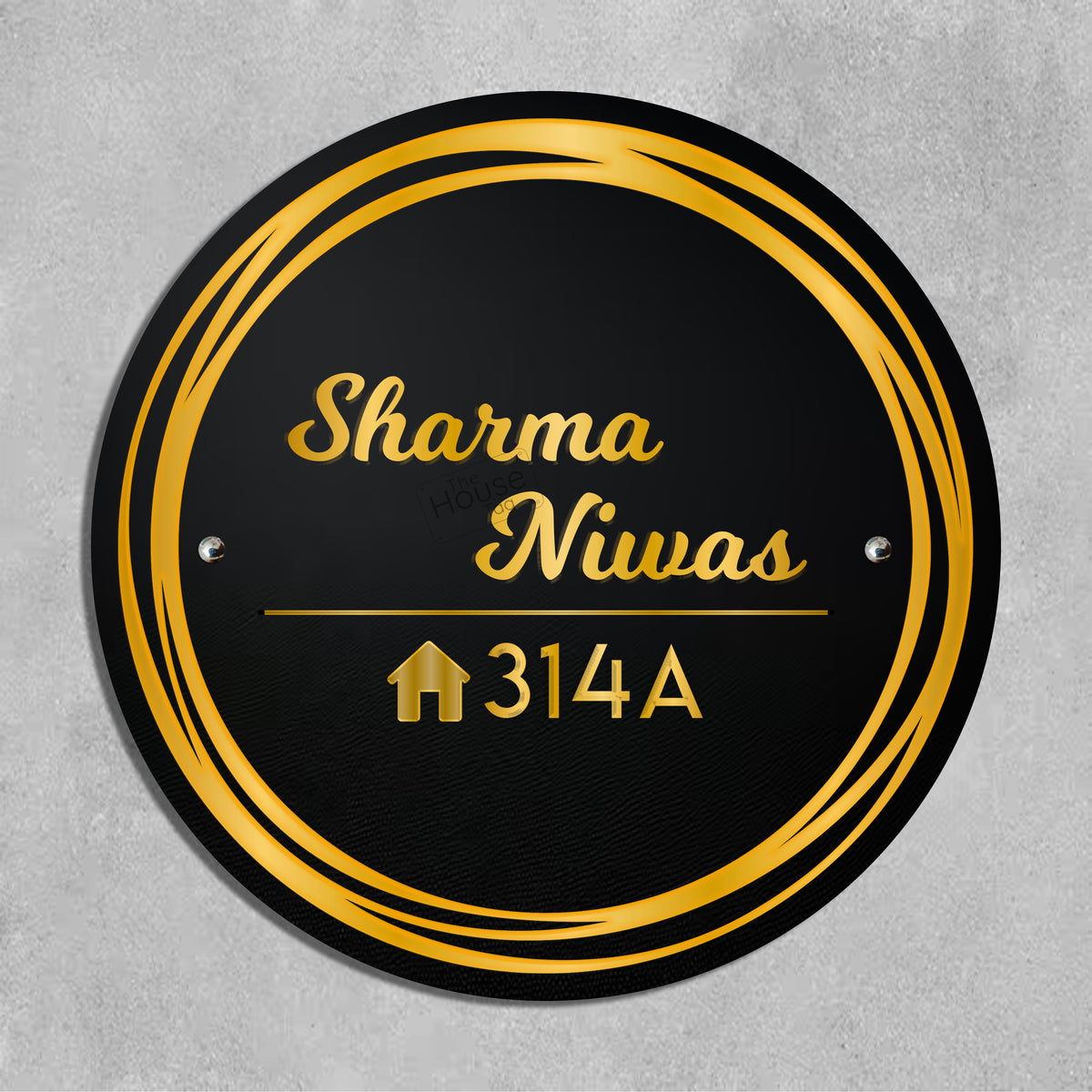 Personalized Luxury Golden Rings Name Plates for Home Entrance Waterproof Body Designer Acrylic Plates for House Door
