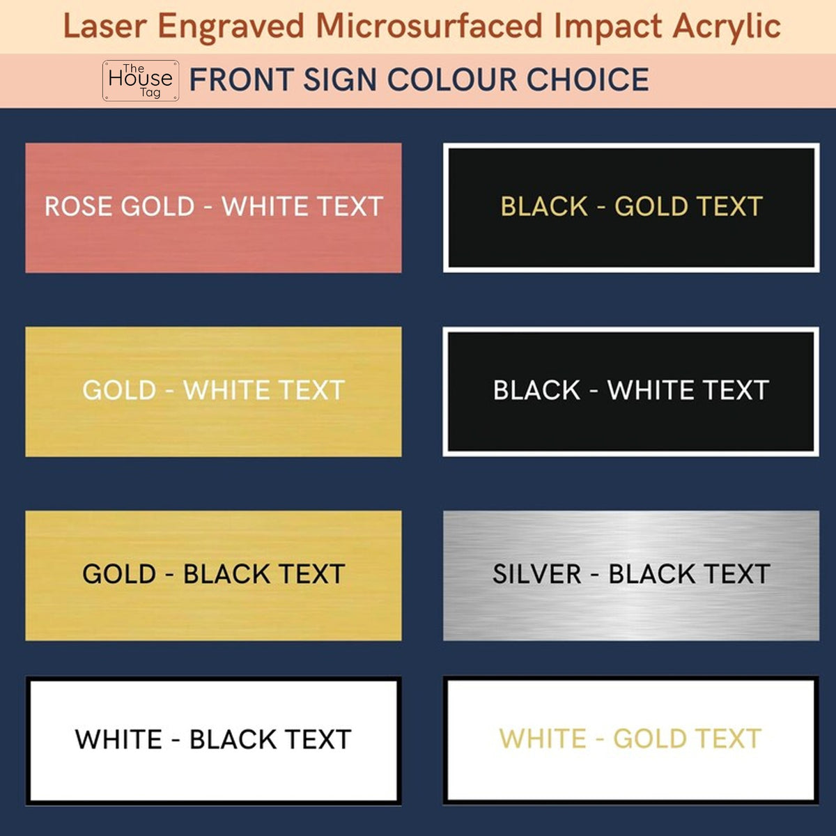 Customized Self Adhesive Acrylic Name Plate for Home | Black and Matt Brush Gold Acrylic Personalized Door Name Plate