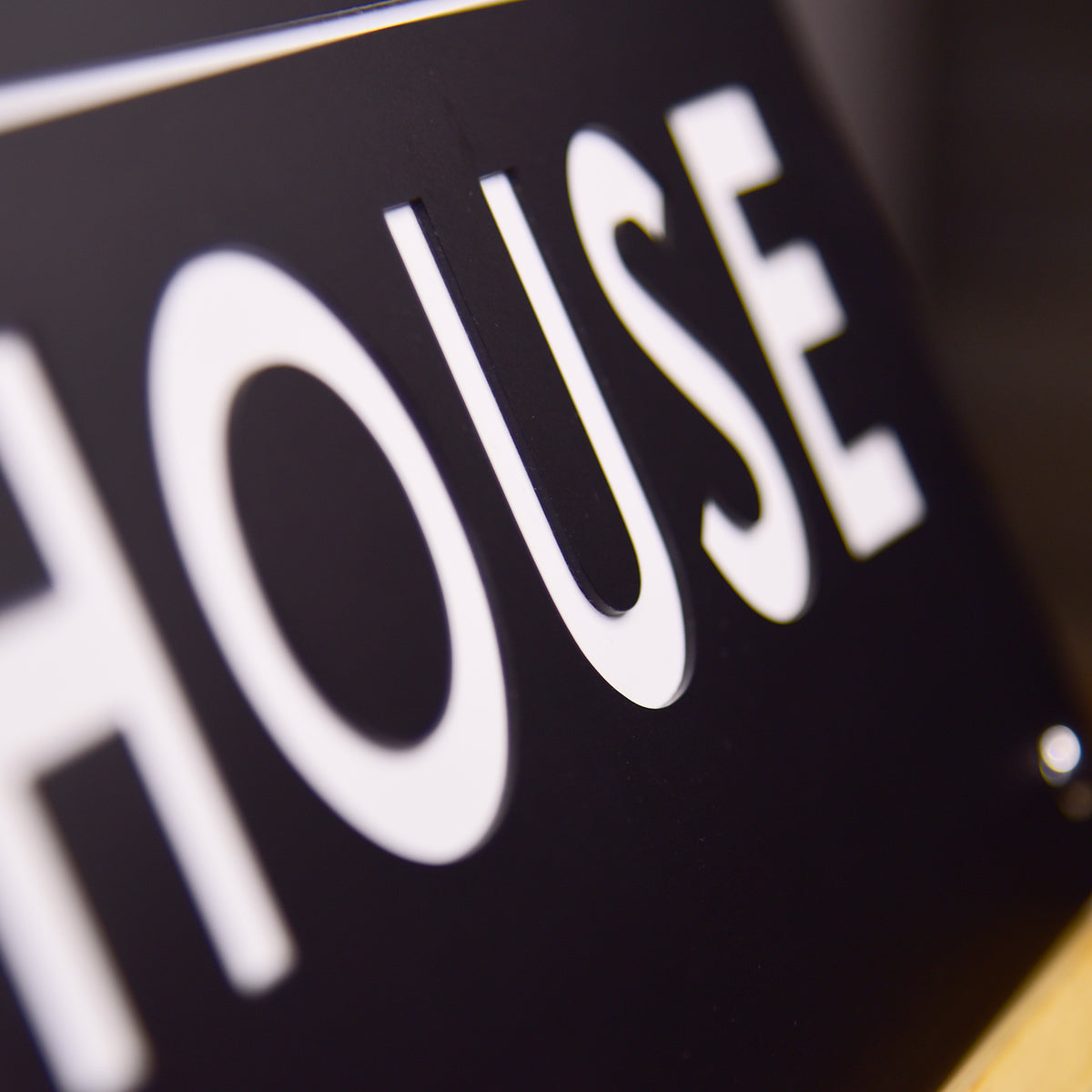 Modern Contemporary Acrylic Property Number Door Sign Plaque - Matt Black engraved with white