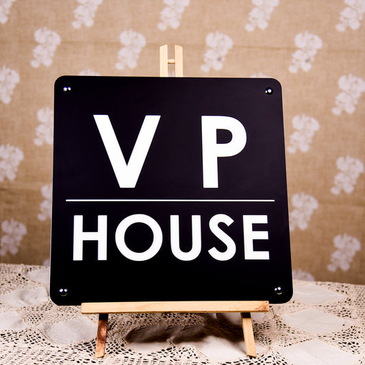 Modern Contemporary Acrylic Property Number Door Sign Plaque - Matt Black engraved with white