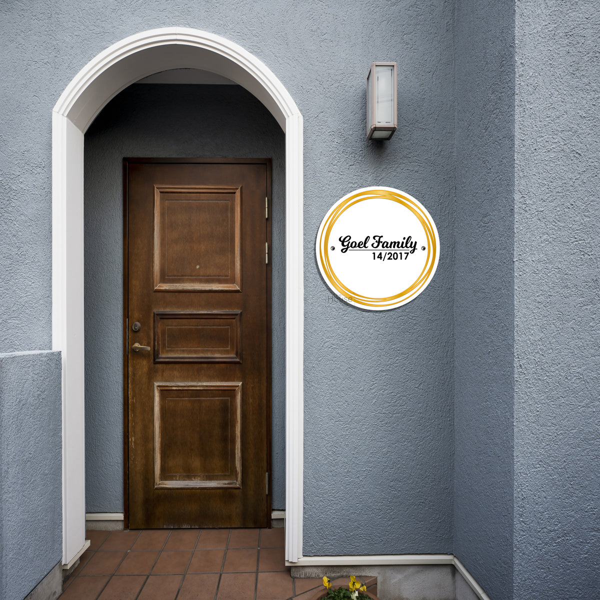Luxury Golden Rings Name Plates for Home Entrance Waterproof Body Designer Acrylic Plates for House Door