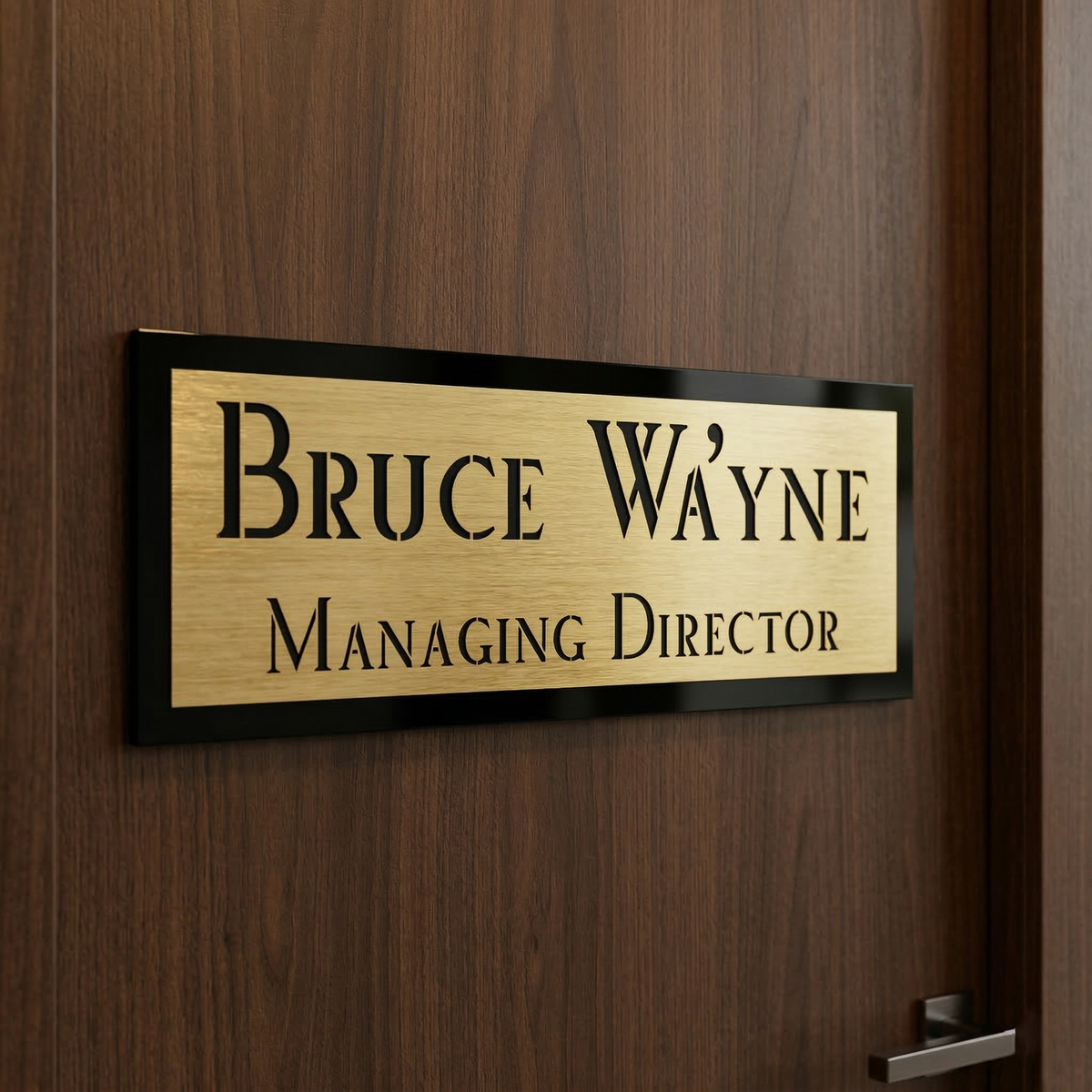 Self Adhesive Acrylic Name Plate for Home | Black Acrylic with Brush Gold Engraving Sheet