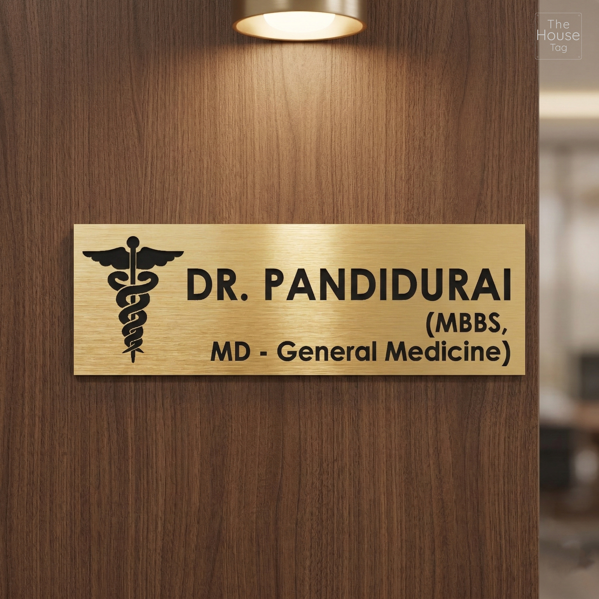 Customized Self Adhesive Acrylic Name Plate for Home | Black and Matt Brush Gold Acrylic Personalized Door Name Plate