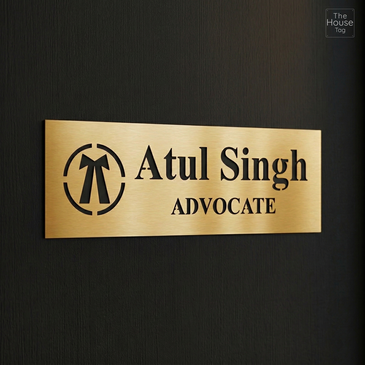 Customized Self Adhesive Acrylic Name Plate for Home | Black and Matt Brush Gold Acrylic Personalized Door Name Plate