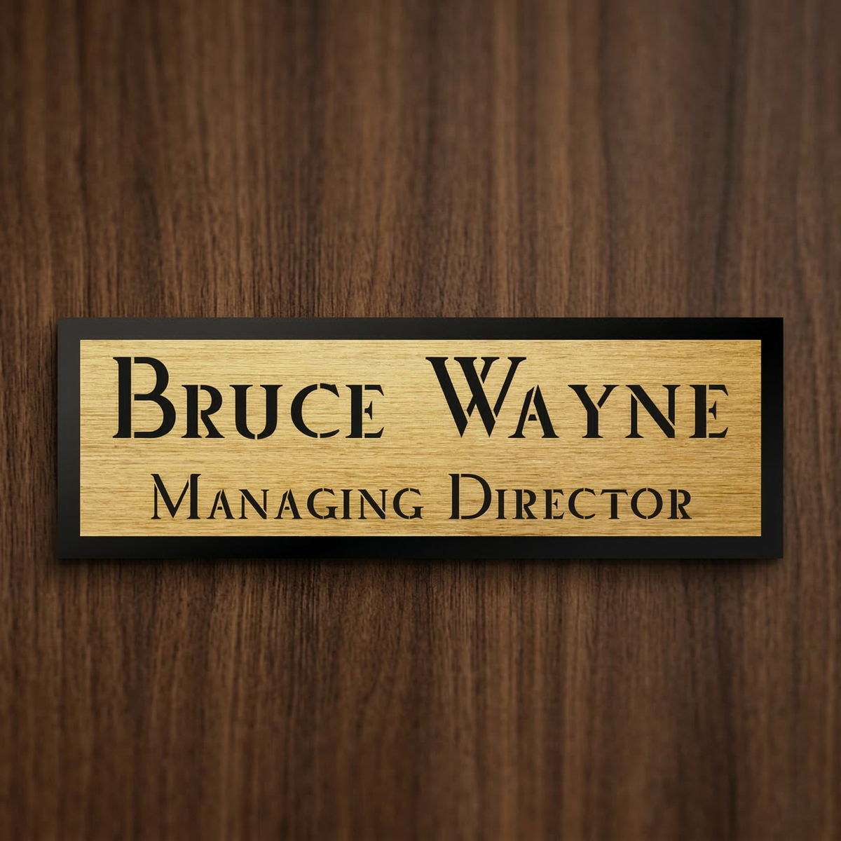 Self Adhesive Acrylic Name Plate for Home | Black Acrylic with Brush Gold Engraving Sheet