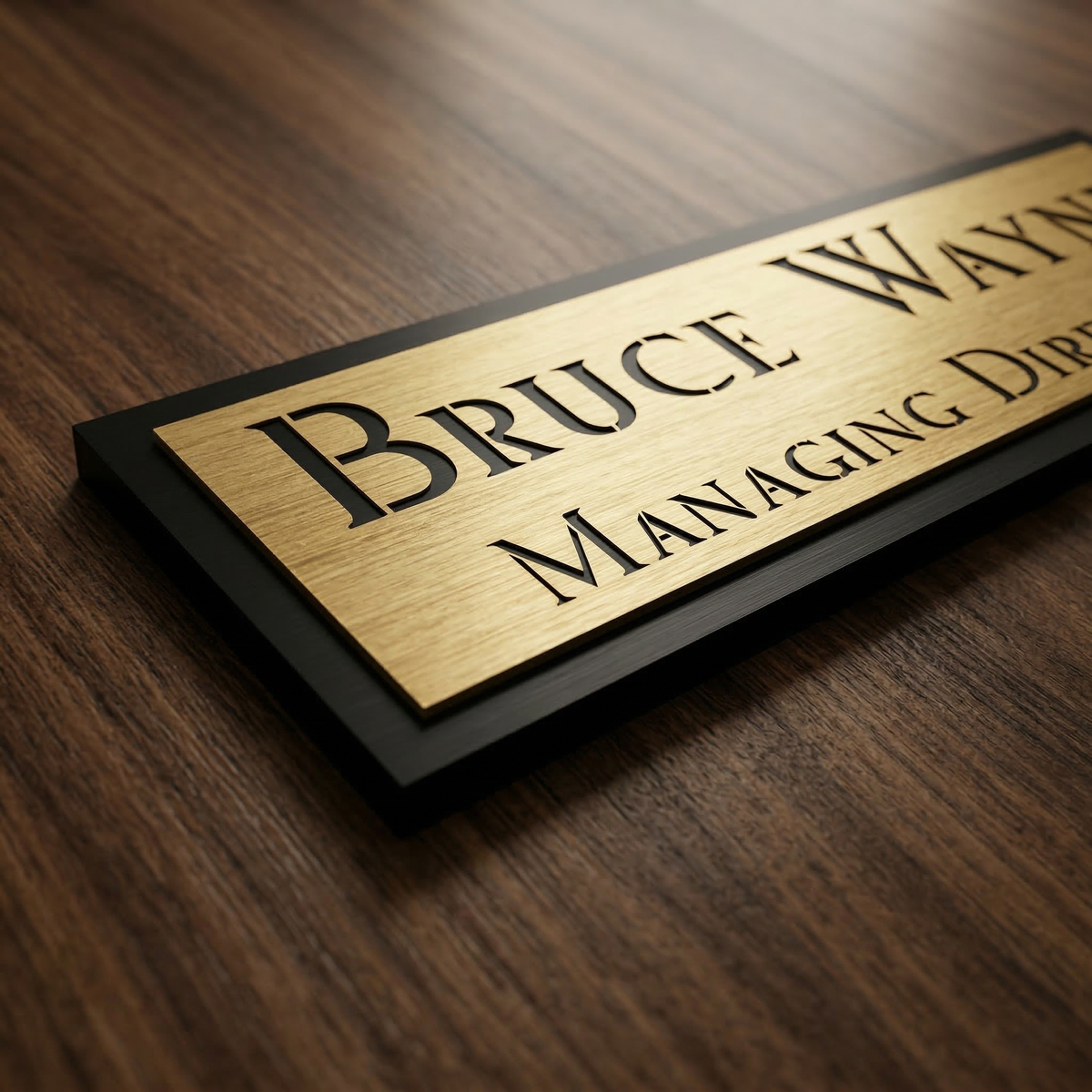 Self Adhesive Acrylic Name Plate for Home | Black Acrylic with Brush Gold Engraving Sheet