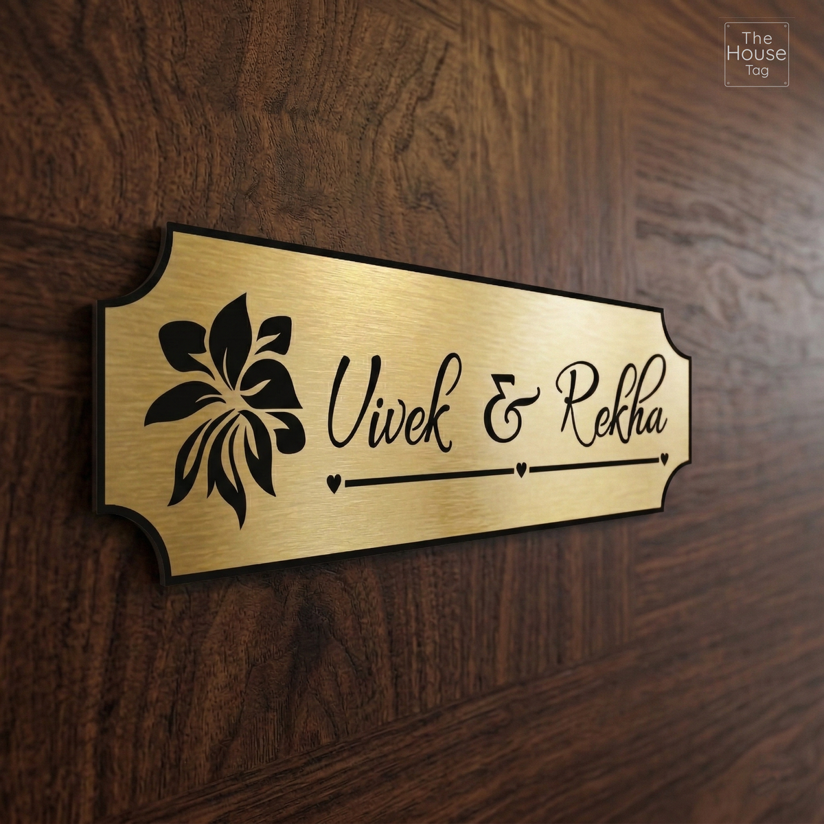 Customized Self Adhesive Acrylic Name Plate for Home | Acrylic Personalized Door Name Plate Brush Matte Gold