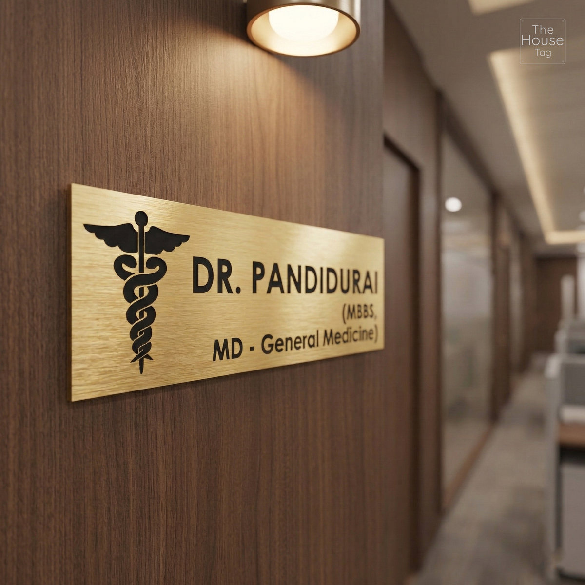 Customized Self Adhesive Acrylic Name Plate for Home | Black and Matt Brush Gold Acrylic Personalized Door Name Plate