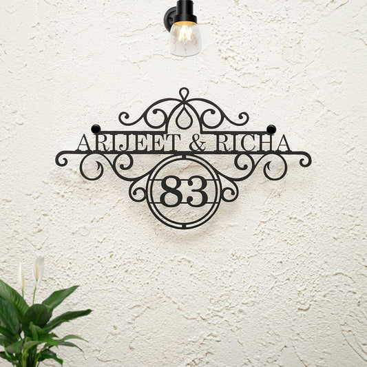 Personalized Family Name Sign, Custom Last Name Metal Wall Art for Indoor/Outdoor