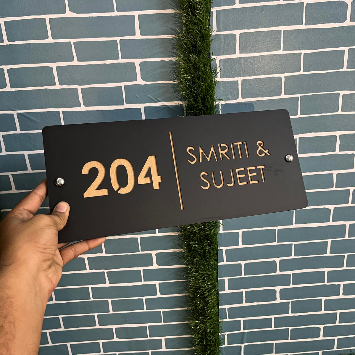 Name Plate for Home Entrance | Matte Black Acrylic MDF Wooden Name Plates for Home Entrance