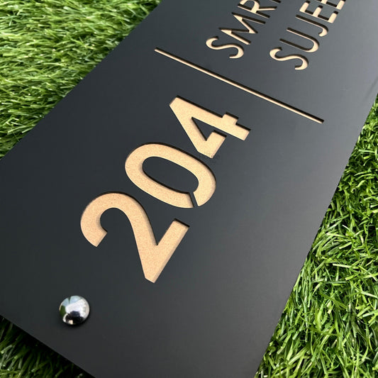 Name Plate for Home Entrance | Matte Black Acrylic MDF Wooden Name Plates for Home Entrance