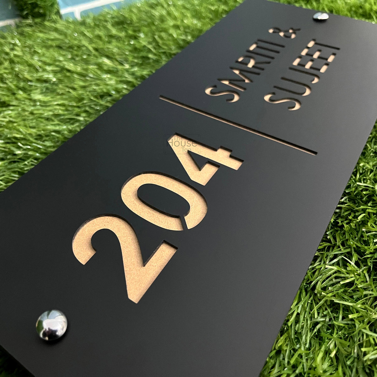 Name Plate for Home Entrance | Matte Black Acrylic MDF Wooden Name Plates for Home Entrance