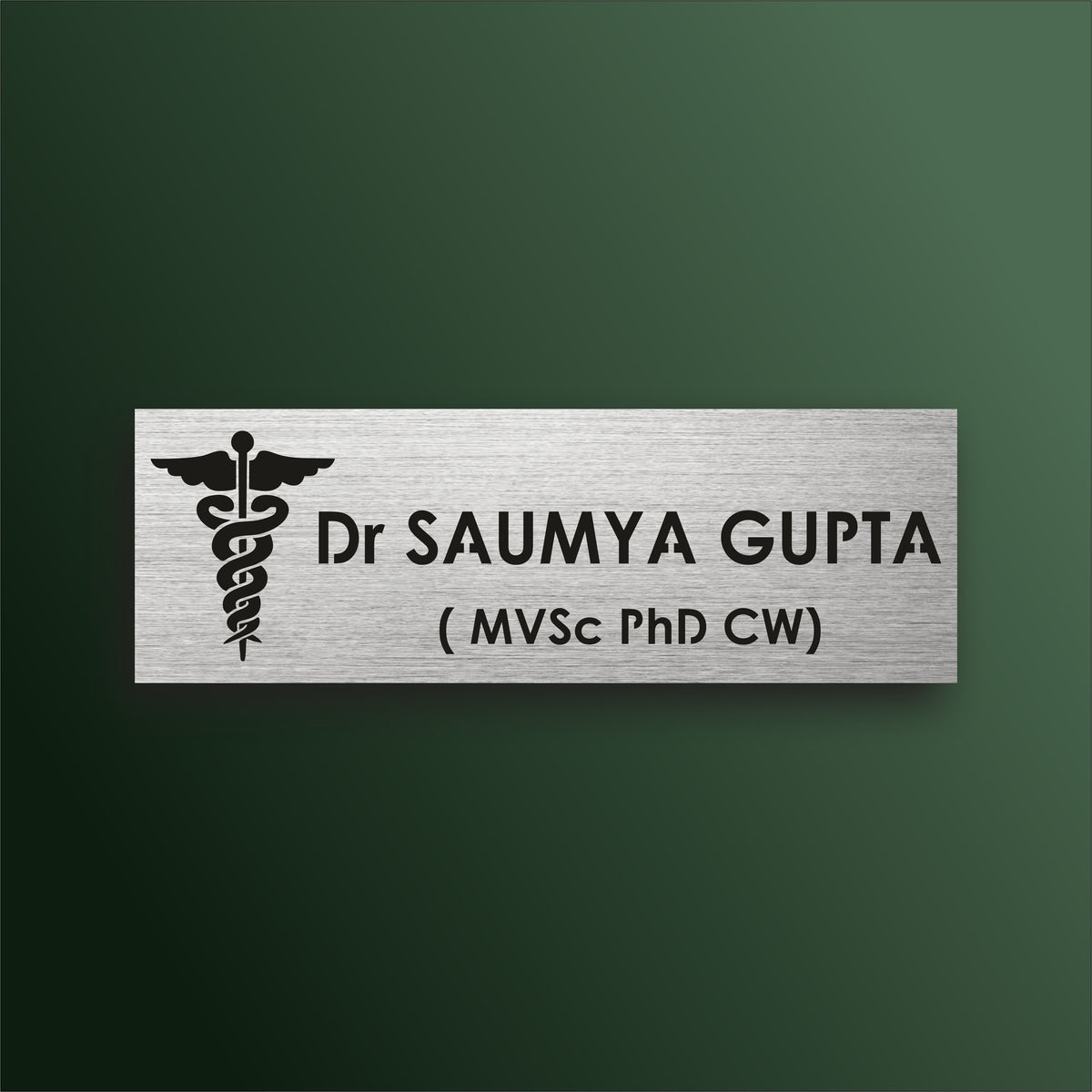 Self Adhesive Acrylic Name Plate for Home | Black and Brush Silver Acrylic Engraving Personalized Door Name Plate