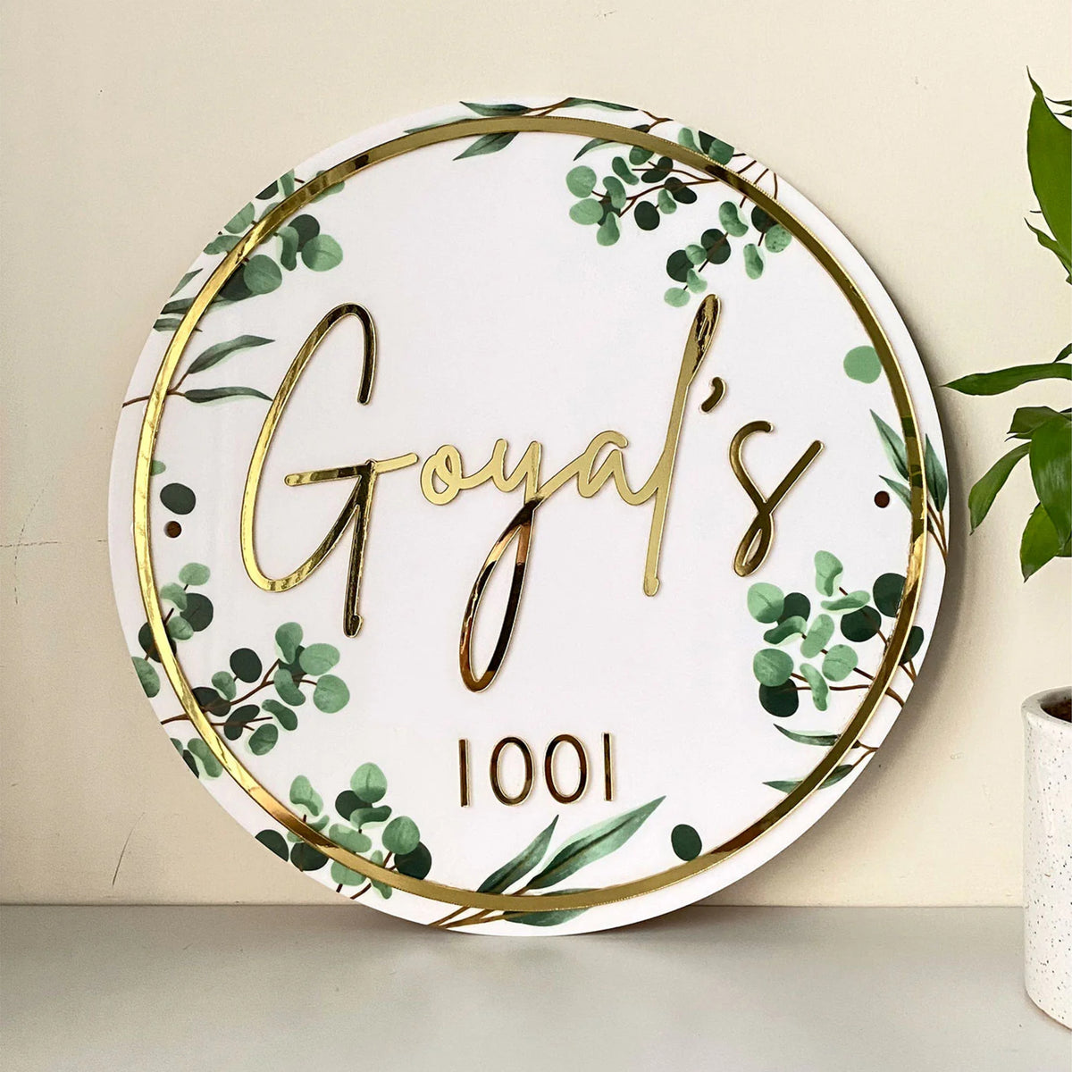 White Floral Round UV printed acrylic plate D2