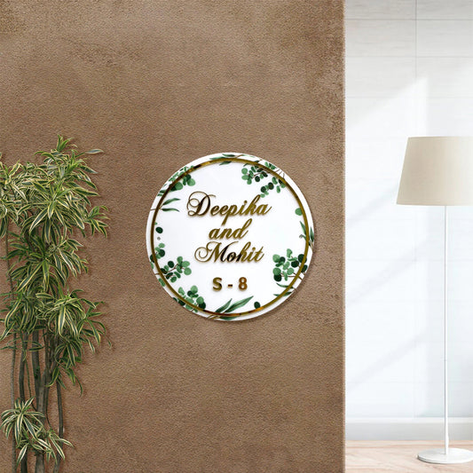 White Floral Round UV printed acrylic plate D2